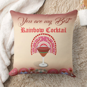 Romantic Rainbow Paradise Cocktail Valentijn Heart Kussen
