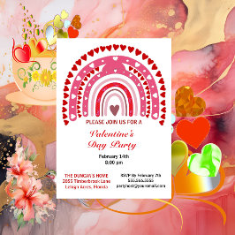 Romantic Rainbow Valentijnsdag Hearts Party Kaart