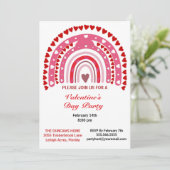 Romantic Rainbow Valentijnsdag Hearts Party Kaart (Staand voorkant)