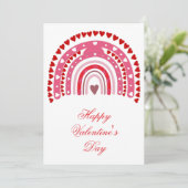Romantic Rainbow Valentijnsdag Sweeping Hearts Feestdagenkaart (Staand voorkant)