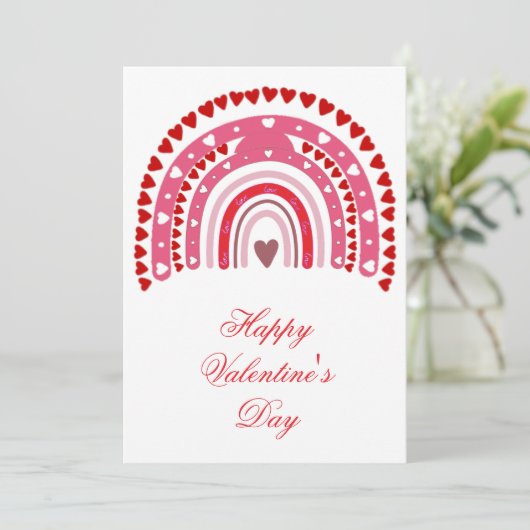 Romantic Rainbow Valentijnsdag Sweeping Hearts Feestdagenkaart (Staand voorkant)