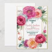 Romantic Ranunculus Wedding Floral Greenery Lijst Kaart (Voorkant / Achterkant)