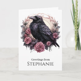 Romantic Raven Rose – Gothic Elegance Gift Kaart