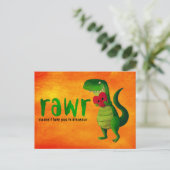 Romantic RAWR T-rex Dinosaur Briefkaart (Staand voorkant)