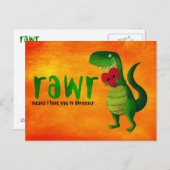 Romantic RAWR T-rex Dinosaur Briefkaart (Voorkant / Achterkant)