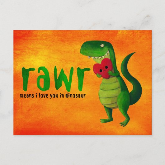 Romantic RAWR T-rex Dinosaur Briefkaart (Voorkant)