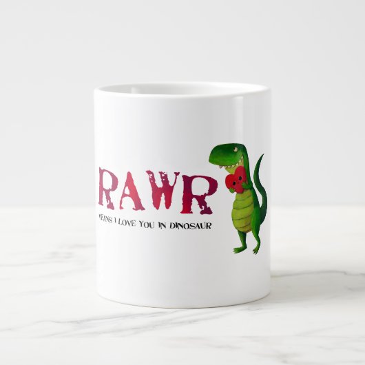 Romantic RAWR T-rex Dinosaur Grote Koffiekop (Voorkant)