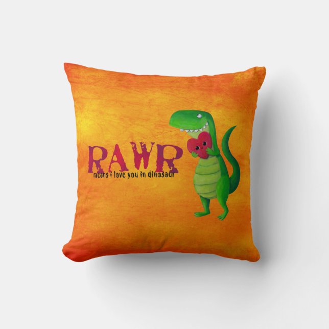 Romantic RAWR T-rex Dinosaur Kussen (Voorkant)