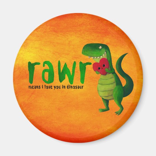 Romantic RAWR T-rex Dinosaur Magneet (Voorkant)