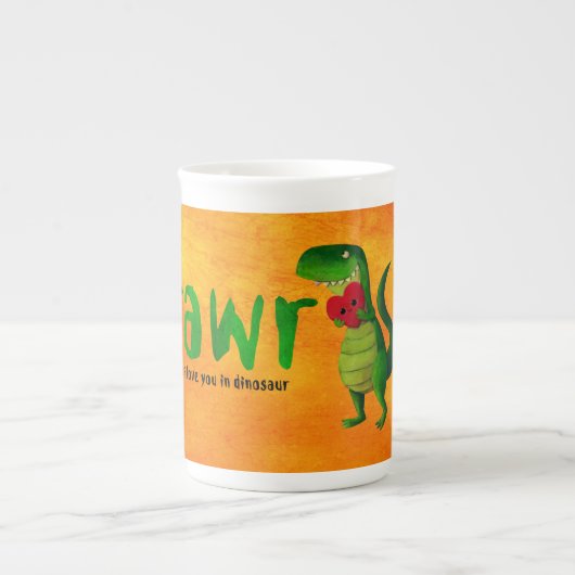 Romantic RAWR T-rex Dinosaur Porselein Kop (Voorkant)