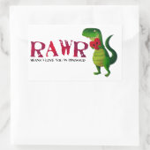 Romantic RAWR T-rex Dinosaur Rechthoekige Sticker (Tas)