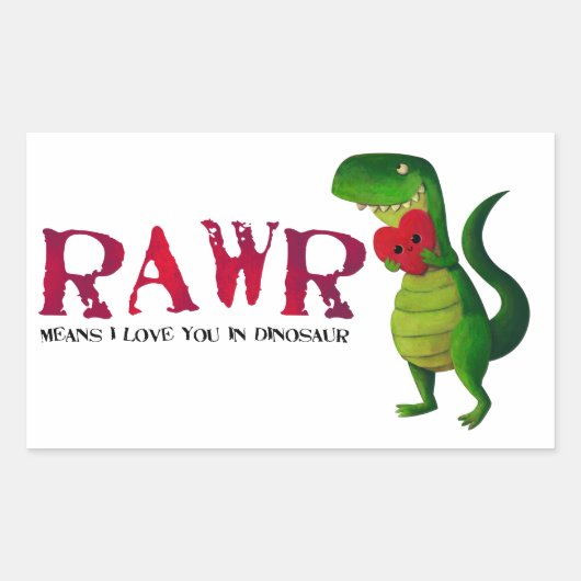 Romantic RAWR T-rex Dinosaur Rechthoekige Sticker (Voorkant)