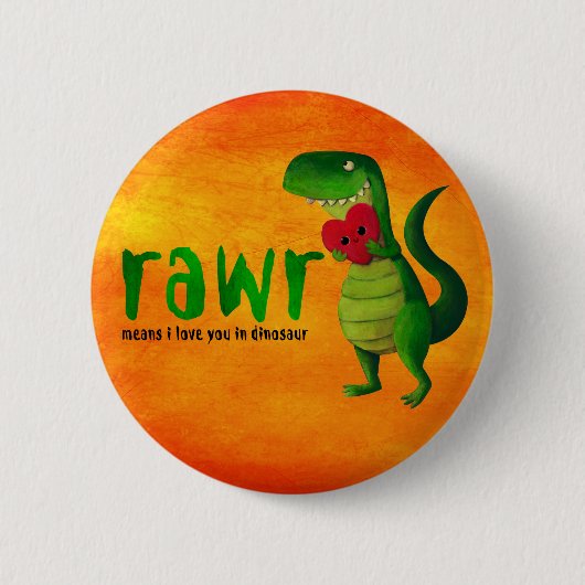 Romantic RAWR T-rex Dinosaur Ronde Button 5,7 Cm (Voorkant)
