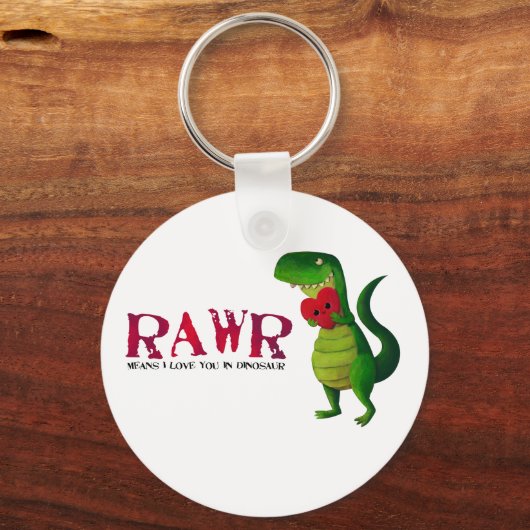 Romantic RAWR T-rex Dinosaur Sleutelhanger (Voorkant)