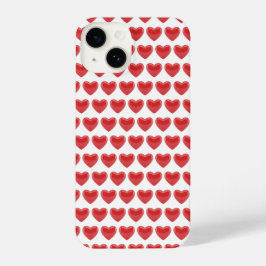 Romantic Red 3D Heart Pattern Classic Valentine's iPhone 14 Hoesje