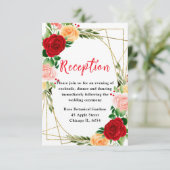 Romantic Red and Orange Roses Informatiekaartje (Staand voorkant)