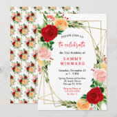 Romantic Red and Orange Roses Kaart (Voorkant / Achterkant)