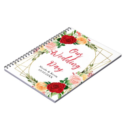 Romantic Red and Orange Roses Notitieboek (Linkerzijde)