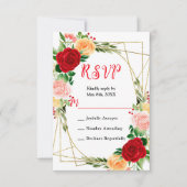 Romantic Red and Orange Roses RSVP Kaartje (Voorkant)