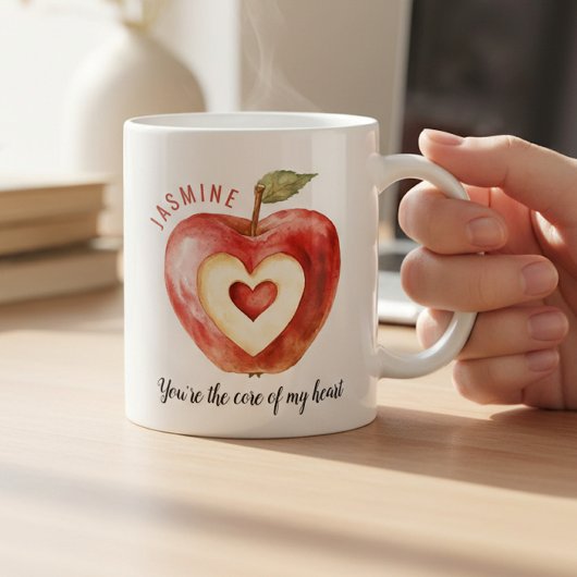 Romantic Red Apple Heart Valentine's Day Koffiemok