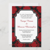 Romantic Red Black Damask 5x7 Weddenschap Kaart (Voorkant)