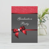 Romantic Red & Black Graduation Party Kaart (Staand voorkant)