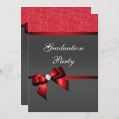 Romantic Red & Black Graduation Party Kaart (Voorkant / Achterkant)