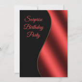 Romantic Red & Black Wave Surprise Birthday Kaart (Voorkant)