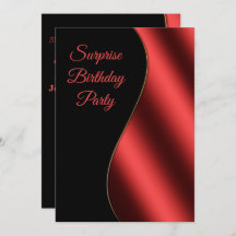 Romantic Red & Black Wave Surprise Birthday