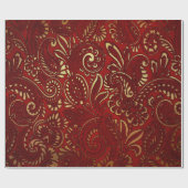 Romantic Red Bold Damask Paisley Bold Floral Cadeaupapier (Vlak)