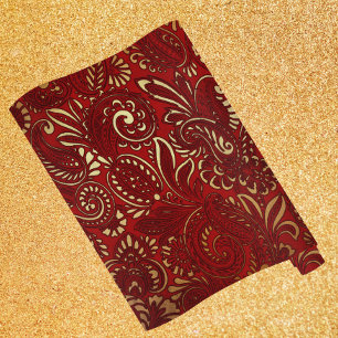 Romantic Red Bold Damask Paisley Bold Floral Cadeaupapier