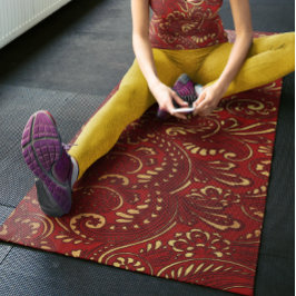 Romantic Red Bold Damask Paisley Bold Floral Yogamat