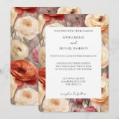 Romantic Red Cream Floral Wedding Kaart (Voorkant / Achterkant)