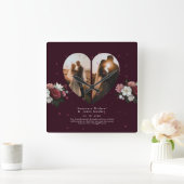 Romantic Red Custom Heart-vormstellen foto-cadeau Vierkante Klok (Huis)