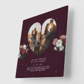 Romantic Red Custom Heart-vormstellen foto-cadeau Vierkante Klok (Hoek)