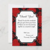 Romantic Red Damask 4x5 Flat Weddenschap Hartelijk Bedankkaart (Voorkant)