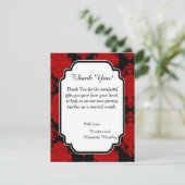 Romantic Red Damask 4x5 Flat Weddenschap Hartelijk Bedankkaart (Staand voorkant)