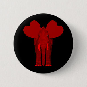 Romantic Red Elephant Ronde Button 5,7 Cm