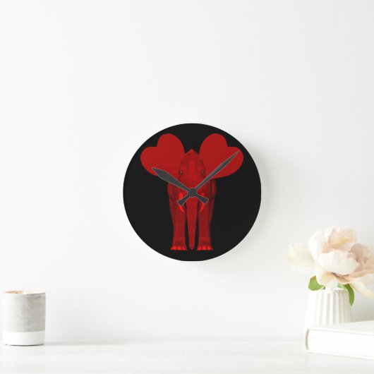 Romantic Red Elephant Ronde Klok (Huis)