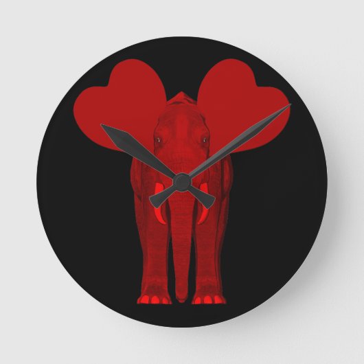 Romantic Red Elephant Ronde Klok (Voorkant)