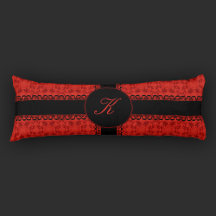 Romantic Red en Black Faux Lace Pattern