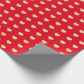 Romantic Red en Gold Hearts Pattern Cadeaupapier (Hoek)