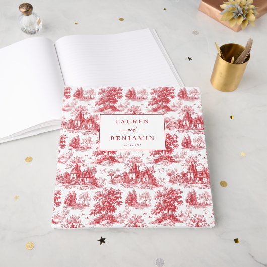 Romantic Red Engraver Landscape Motions Gastenboek (Voorkant open)