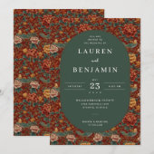 Romantic Red Floral Bird Border Kaart (Voorkant / Achterkant)