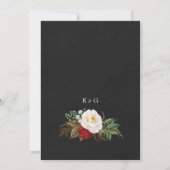Romantic Red Floral Black Parchment Ivory Wedding Save The Date (Achterkant)