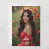 Romantic Red Floral Floral Boho Quinceañera Kaart (Achterkant)