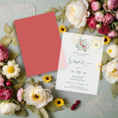 Romantic Red Floral Floral Boho Quinceañera Vellum Uitnodigingen