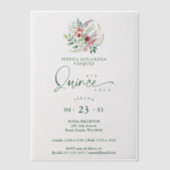 Romantic Red Floral Floral Boho Quinceañera Vellum Uitnodigingen (Voorkant)