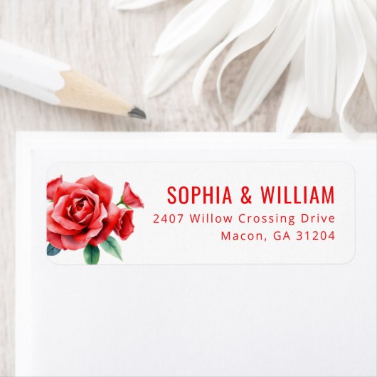 Romantic Red Floral Illustration Etiket (Insitu)