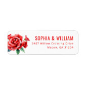 Romantic Red Floral Illustration Etiket (Voorkant)